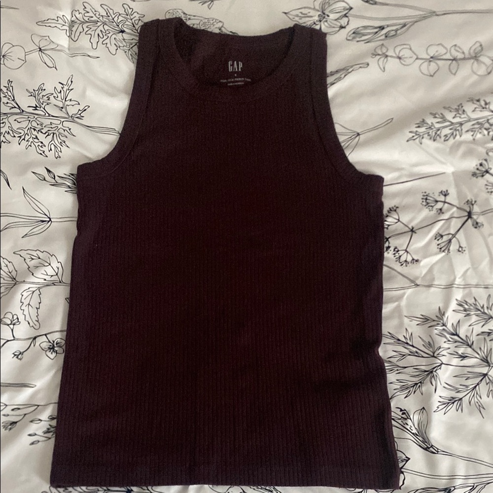 GAP dark purple high neck ribbed Tank Top